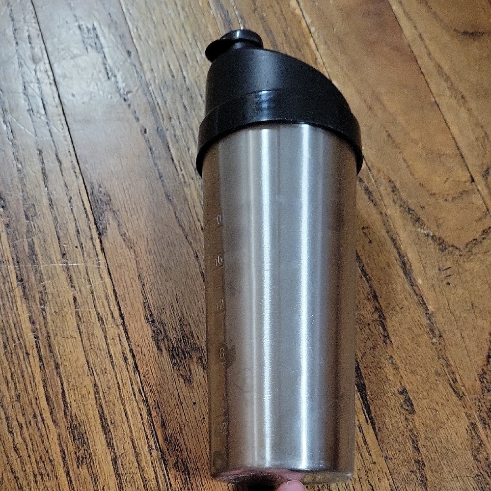 Stainless Steel 24 Oz Shaker Bottle with Black Lid